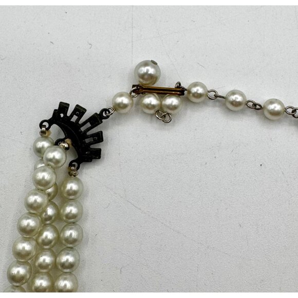 3 Stand Faceted Glass Beads And Faux Pearls Vintage - Picture 5 of 5